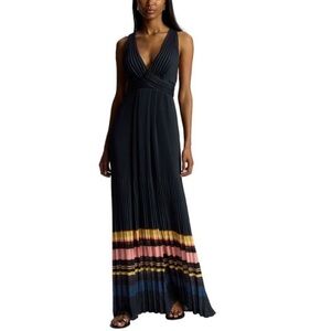 A.L.C. Everly Gown - Size 6 - Dark Navy Pleated Long Maxi Formal Dress